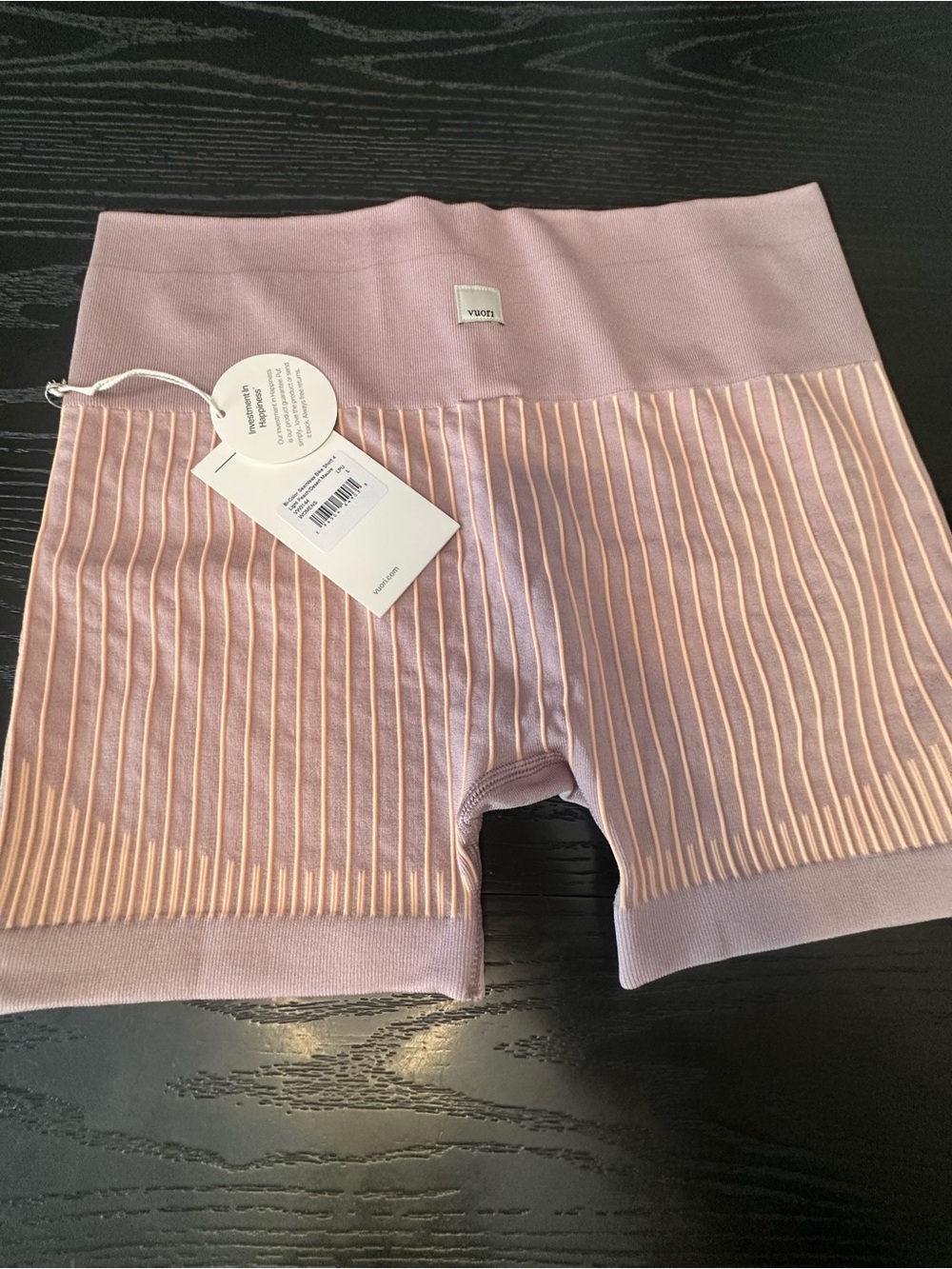 NWT Vuori women's Bi-color seamless bike short 4 szL light peach/desert mauve(B) - Picture 9 of 10